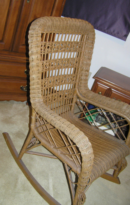 Antique 1800's Wicker/Rattan Rocking Chair Made In NB in Chairs & Recliners in Cape Breton - Image 3