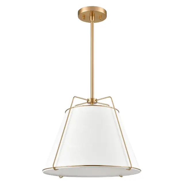 NEW Light Society 15 Inch 1-Light Brass Chandelier White Shade in Indoor Lighting & Fans in London - Image 3