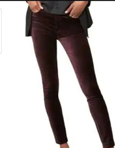 Dark Mauve Thin Corduroy Slim Fit Pants, View more