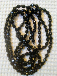 53 inch Black Crystal Bead Rope Necklace