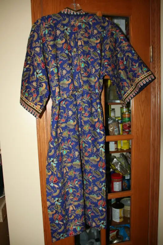 BATIK BATHROBE for a MAN or WOMAN Cotton with pocket and tie62863285513473123