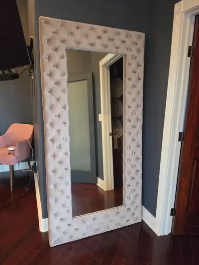 Tall Full-Length Tufted Mirror – Decorative Statement Piece, View more
