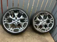 24 inch rims and tires , Crome