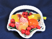 Large Vintage Capodimonte Porcelain Fruit Basket Made In Italy