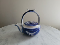 Miniature Blue and White Teapot with Floral Design
