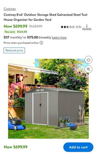 (New in box) Costway 8x6 galvanized steel shed.