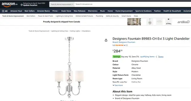 (NEW) Designers Fountain 89983-CH Evi 3 Light Chandelier Chrome in Indoor Lighting & Fans in City of Toronto - Image 9