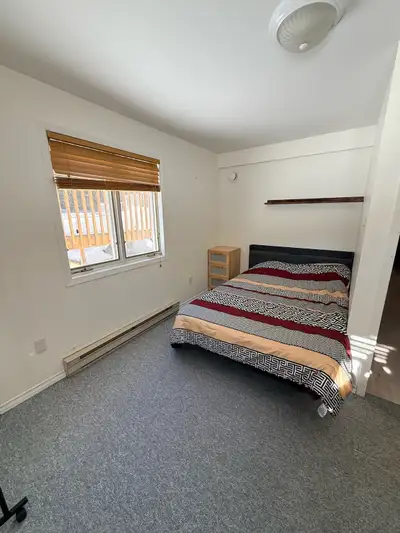 Private student basement area The space includes: • Private bedroom (double bed with dresser and han...