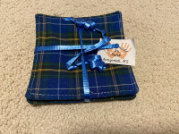 CLOTH COASTER SET - 4 BLUE TARTAN HANDMADE BY HELEN