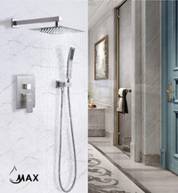 MAX Square Shower System Two Functions With Valve Brushed Nickel