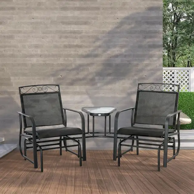 Outdoor Glider Bench with Coffee Table, Patio 2-Seat Rocking in Patio & Garden Furniture in Markham / York Region - Image 8