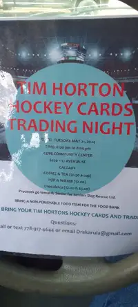 Tim hortons hockey card trading night