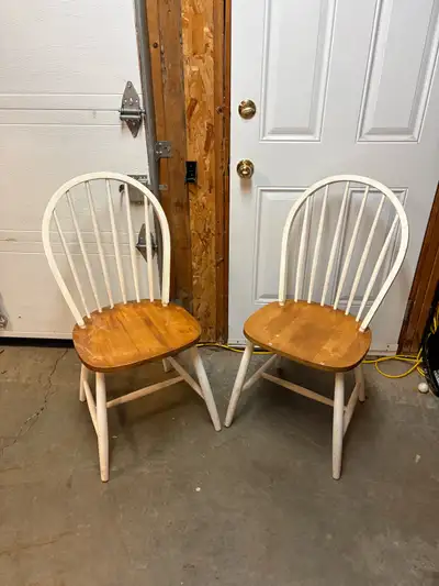 Pair of Solid Wood Windsor Dining Chairs – Farmhouse Style, View more
