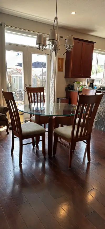 Solid Wood Round 48” Dining Table & 4 Chairs, View more
