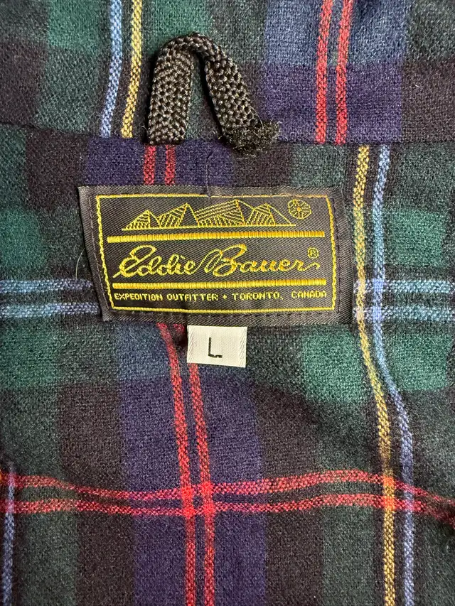 Vintage Eddie Bauer Men’s Parka Plaid Lined Full Zip Size Large in Men's in Calgary - Image 4