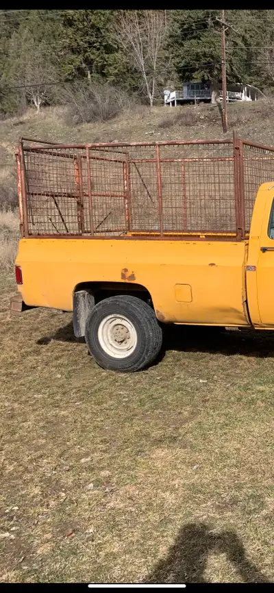 Rack system/cage for firewood or landscaping business It was on a squarebody in the bed stakes 8’ bo...