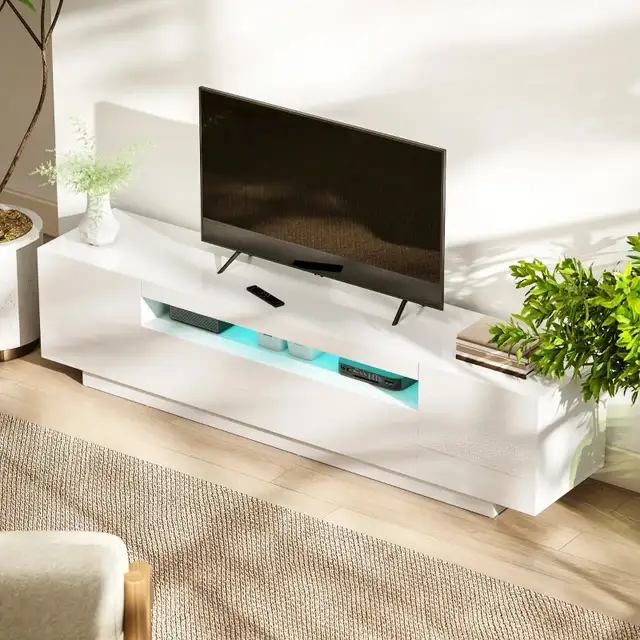 Entertainment Center with RGB LED Lights, TV Stand for 65-85 Inc in TV Tables & Entertainment Units in Markham / York Region - Image 9