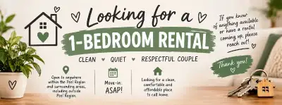 LOOKING FOR A 1-BEDROOM RENTAL – READY TO MOVE ASAP! Hi everyone! My partner and I are looking for a...