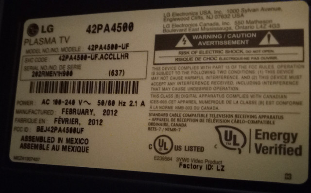42" LG Plasma TV in TVs in City of Halifax - Image 3
