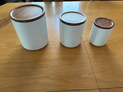Set of 3 Ceramic Kitchen Canisters, View more