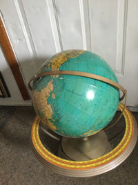 Vintage globe with metal base stand large rare home decor