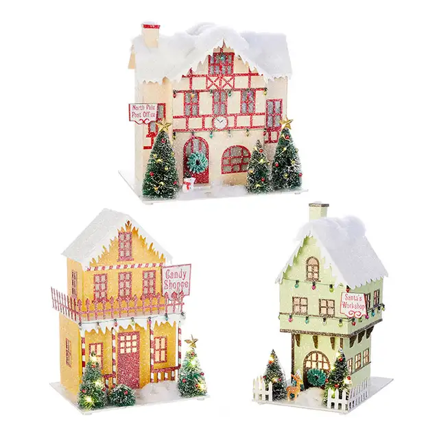 North Pole Village LED Paper House set of 3 Christmas Dcor NEW in Toys & Games in City of Toronto - Image 2
