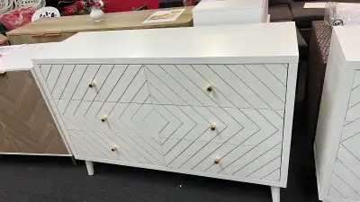 White 6 Drawer Dresser for Bedroom, Wide Modern Chest of Drawers, View more