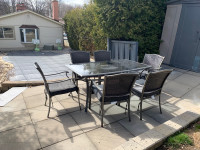 6 chair with glass table patio set
