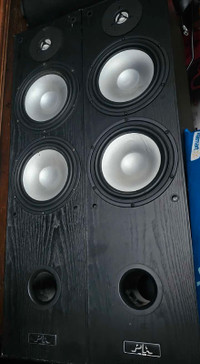 PA Pro Tower Speakers Pair Black Dual Cone