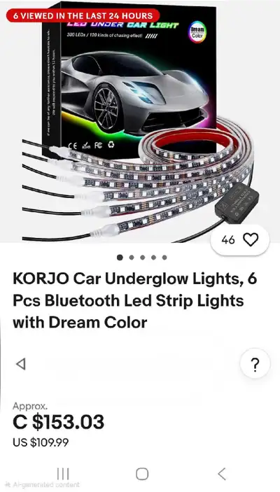 Illuminate your ride with this new open box KORJO car underglow light kit, featuring 300 LEDs and 12...