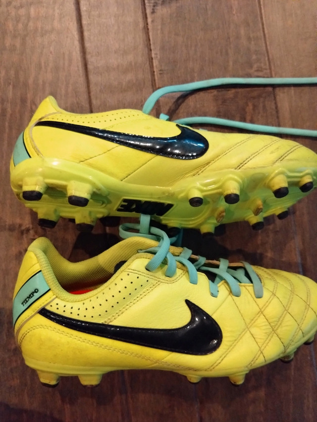 Nike Tiempos cleats, size 2Y. Pick up in South Edmonton  in Soccer in Edmonton - Image 2