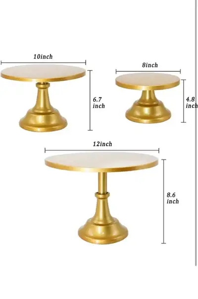 Gold Cake Stands Set, Metal Cupcake Pedestal Table Dessert Display Stand with Tall Base Decoration S...
