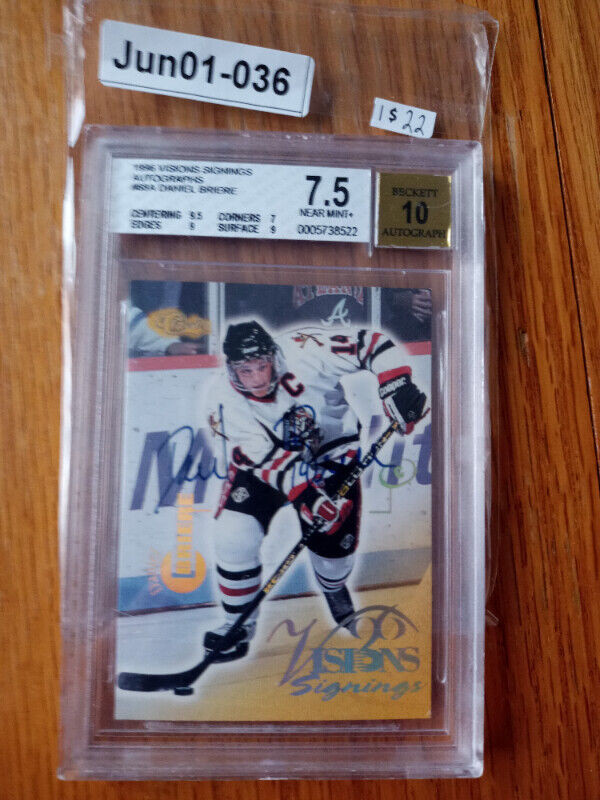 1996 Visions Signings Autographs Gold #8 Daniel Briere bgs 7.5 in Arts & Collectibles in St. Catharines