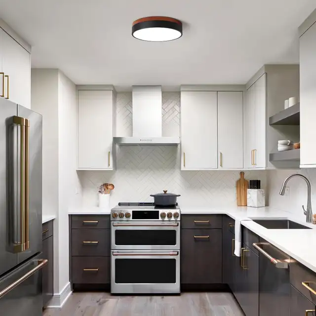 Dimmable LED Ceiling Light, Black Wood Flush Mount, 5 CCT, 11.8 in Indoor Lighting & Fans in Oshawa / Durham Region - Image 7