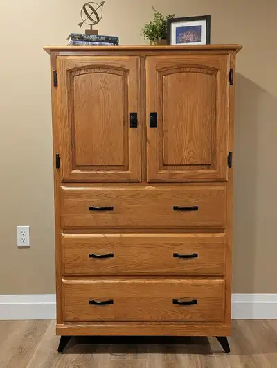 Tall Oak Dresser Armoire, View more