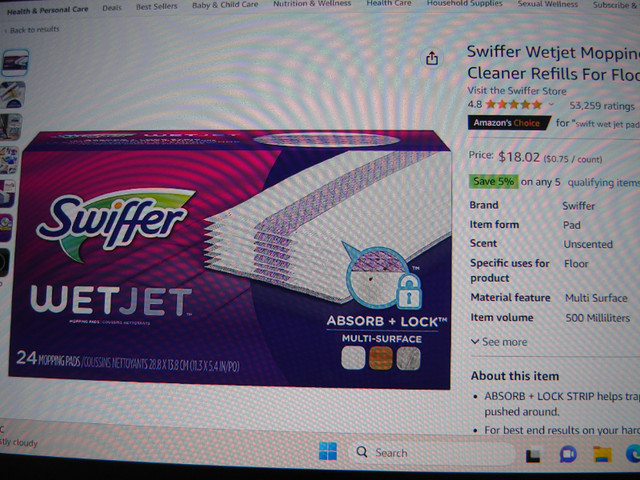 Swiffer Wet Jet Mop , Pads and Solution in Other in Hamilton - Image 4