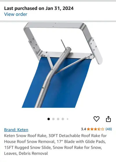 This is a Keten snow roof rake designed to remove snow and prevent ice damming, featuring a 30FT det...