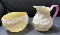 Antique Belleek Ivy pattern Cream Jug & Sugar Bowl (c. 1926)