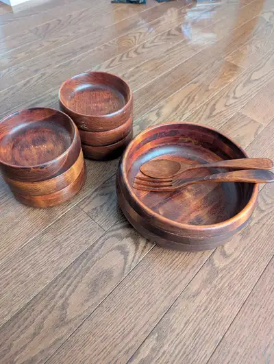 Wooden salad bowl set, View more