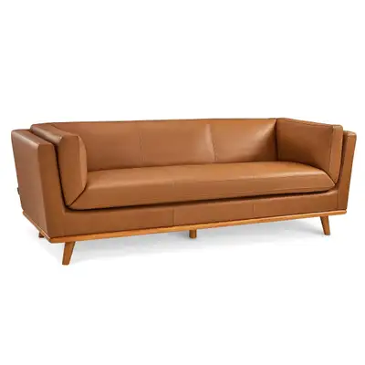 BRAND NEW 88'' Italian Top-Grain Genuine Leather Sofa wood legs, View more