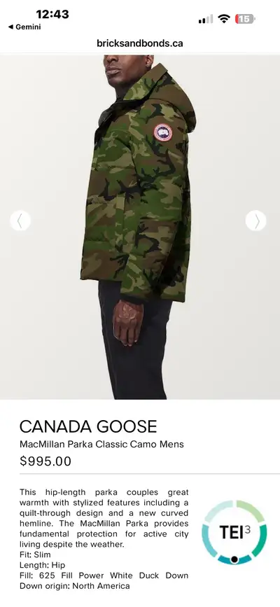 Authentic Canada Goose MacMillan Parka - Classic Camo (Size S) -, View more