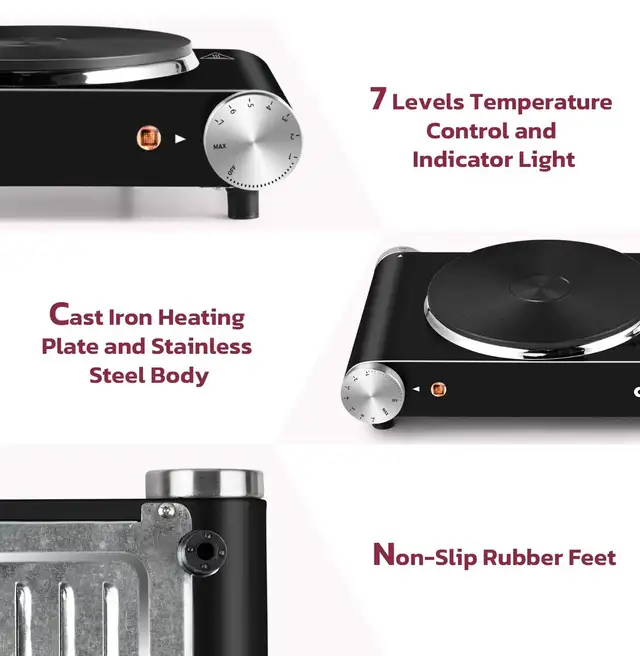 1800W Stainless Steel Electric Hot Plate Double Burner  in Stoves, Ovens & Ranges in Markham / York Region - Image 4