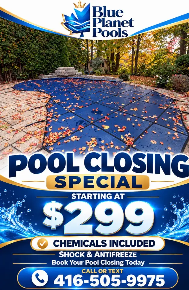 pool closing $299 * Chemicals included *