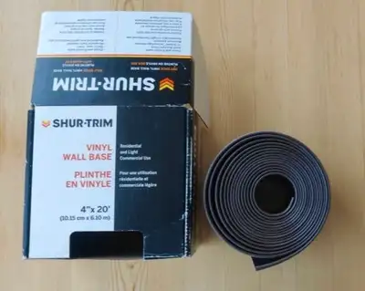 Like new, in box roll of Shur-Trim Vinyl Wall Base, 4 inches tall. Originally 20 feet long, but some...