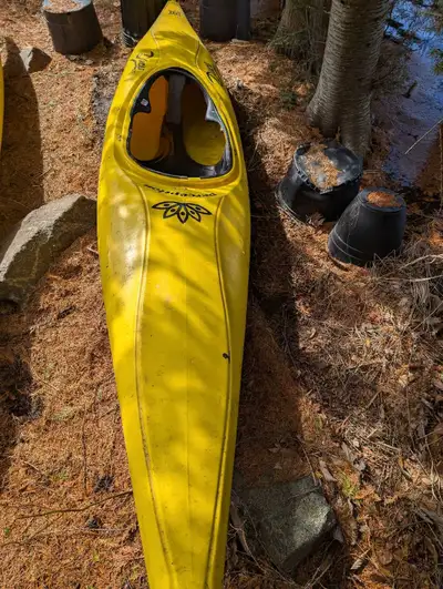 Two whitewater kayaks, Perception and Mirage. Included in package : two helmets and two paddles and...