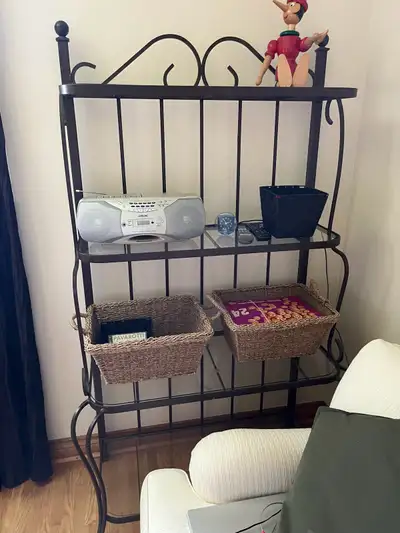 Wrought Iron Bakers Rack with Glass Shelves, View more