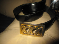 Paloma Picasso Black Patent Leather Belt XXX Made In Italy