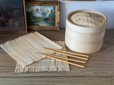 Set of Bamboo Dumpling Steamer and Sushi Bamboo Roll, View more
