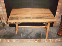 Coffee Table, Hand Made, Burnt Ash(?) Top, 28inx18inx 18.5inTall