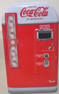 Coca Cola Tin Container Vending Machine with Lid Collectible Tin